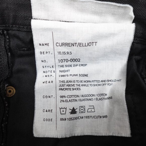 Current/Elliott The Side Zip Crop Jeans Women's 25 (30x28) Low Rise Tight Denim - Picture 4 of 13